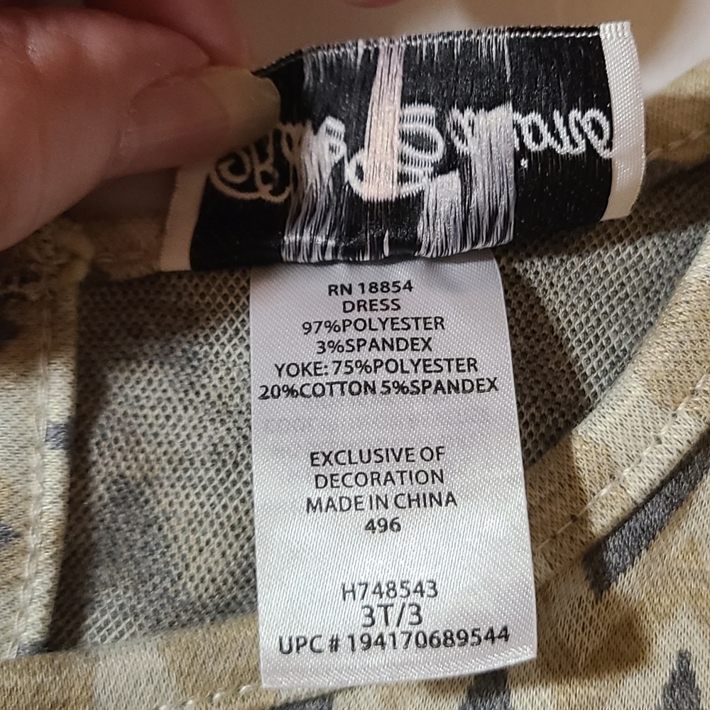 Rare Editions Stylish Comfy Casual Girls Dress - Gray/Cream NWT 3T/3 - Picture 3 of 12